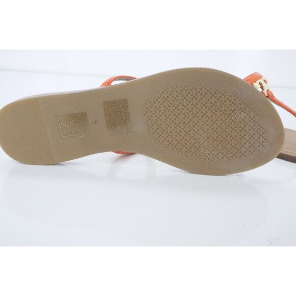 Tory Burch Strap Logo Thong Flip Flop Beach Slide Sandal Size 5 New $175 Orange - Picture 7 of 8